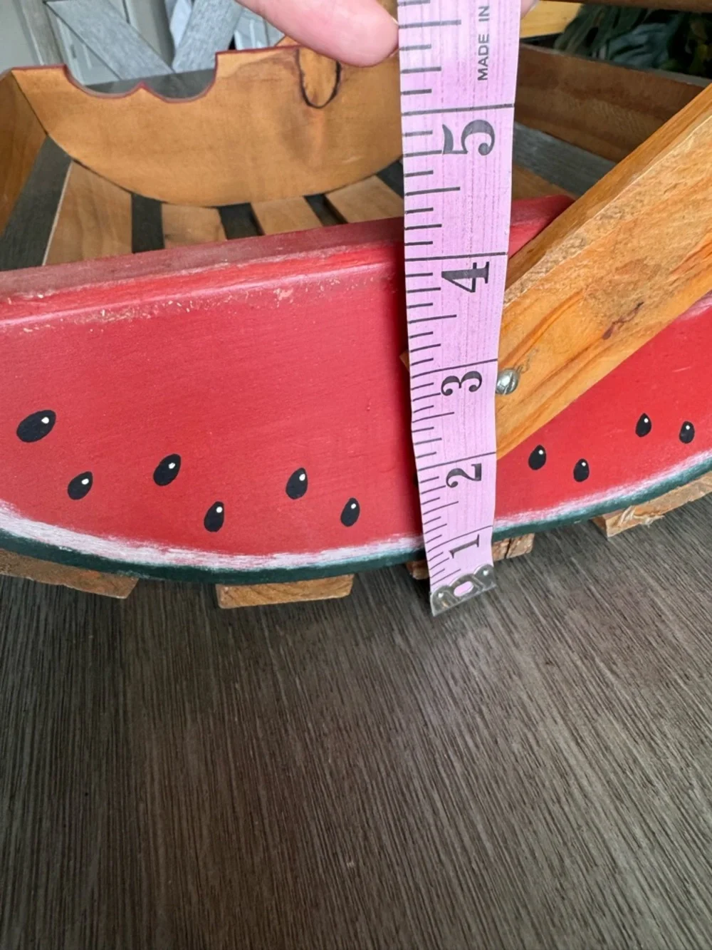 Vintage Wooden Watermelon Basket Bowl Decor
